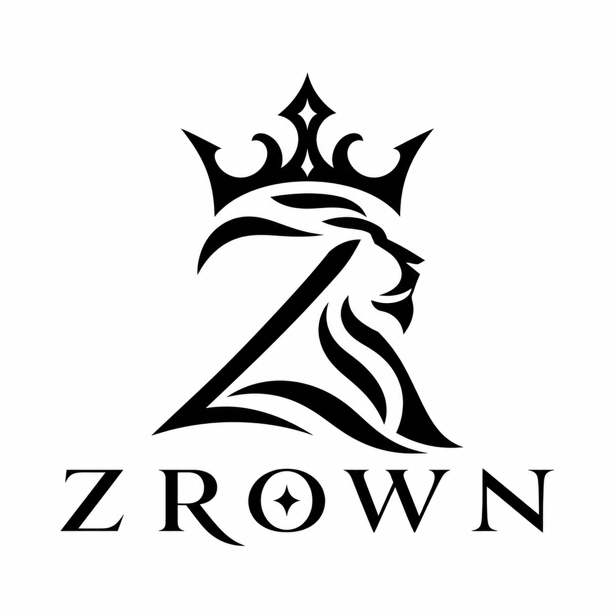 ZROWN black crowned-lion emblem on a white background